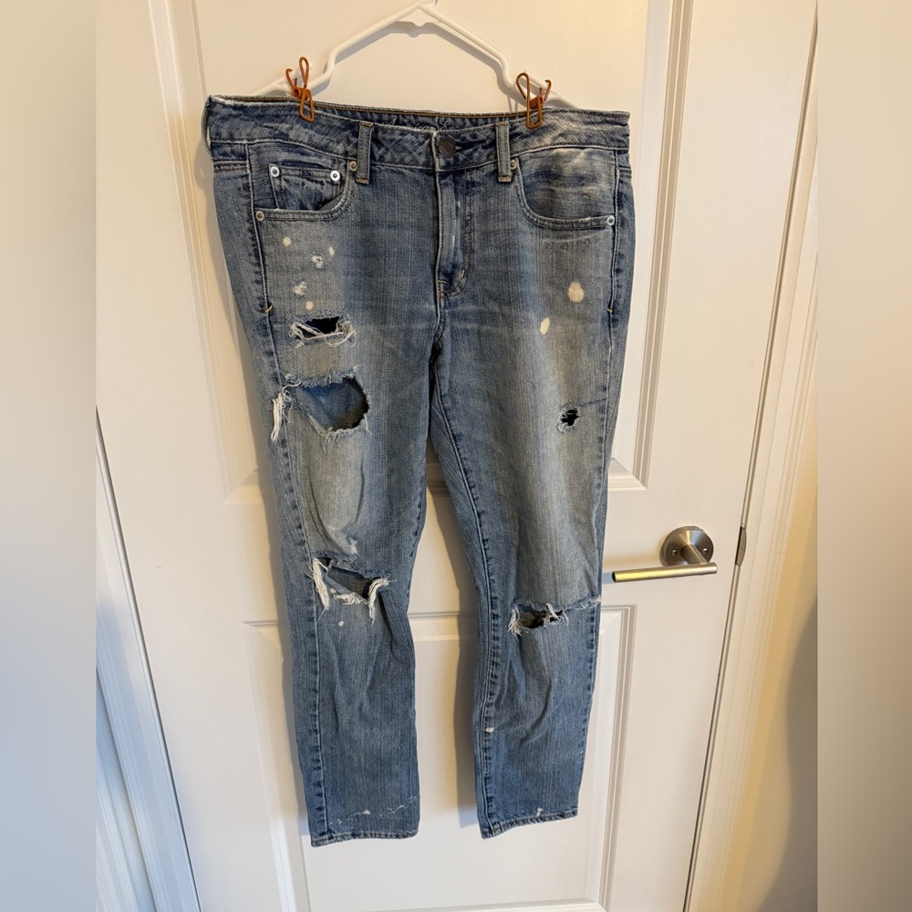 American Eagle Distressed Blue Boyfriend Jeans